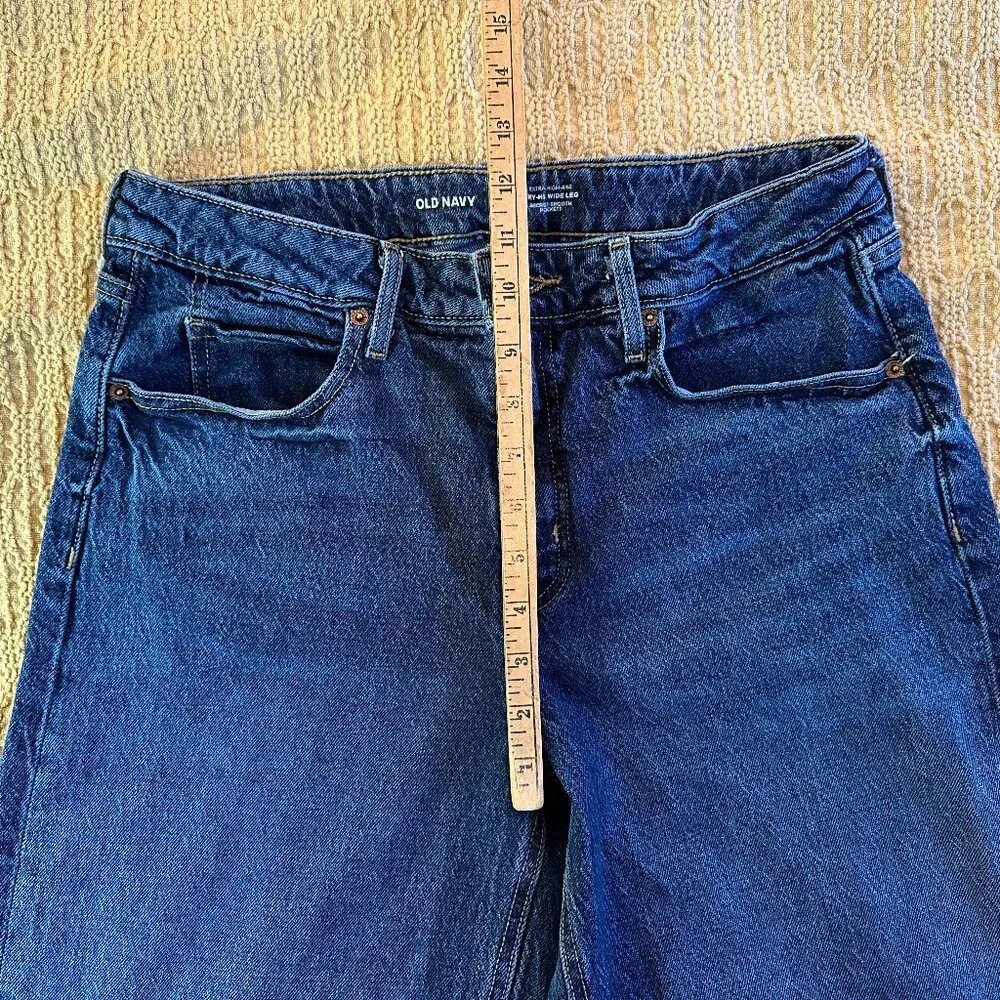 Old Navy Extra High Rise Wide Leg Dark Wash Jeans - 10 Petite - Picture 4 of 8